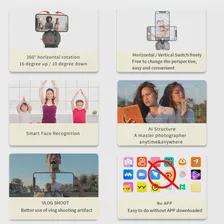 Штатив с автоматическим отслеживанием лица AI, вращение на 360 градусов, телефон с аккумулятором, умная селфи-палка, не требуется приложение, автоматический отслеживание (art.: 3920c1a9ef740)